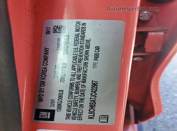 KL8CH6SA7JC422967 2018 CHEVROLET SPARK Pink Панорамний вид салону 360°