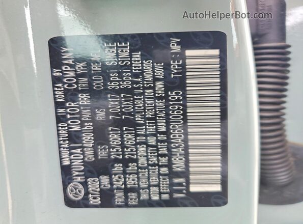 KM8HA3AB6RU069195 2024 HYUNDAI KONA Зеленый Вид наклейки с VIN-кодом