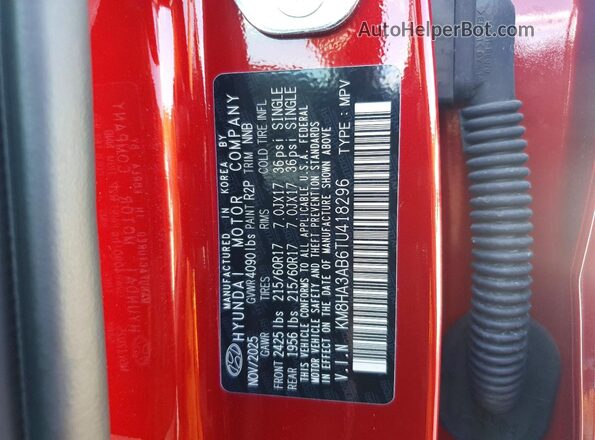 KM8HA3AB6TU418296 2026 HYUNDAI KONA Red Շարժիչի բաժամունքի տեսք