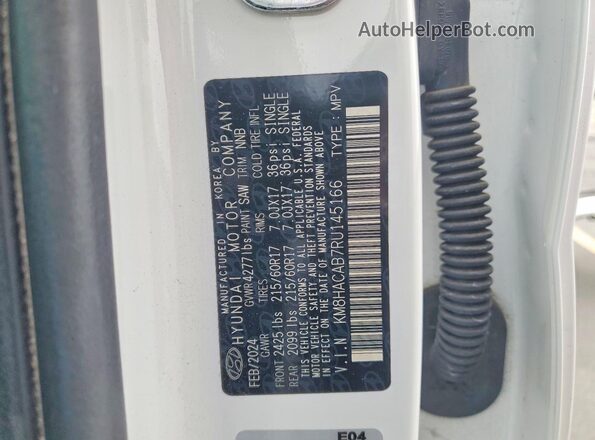 KM8HACAB7RU145166 2024 HYUNDAI KONA Белый Панорамный вид салона 360°