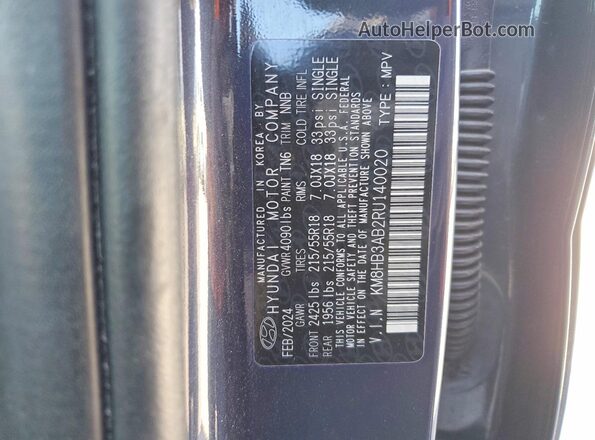 KM8HB3AB2RU140020 2024 HYUNDAI KONA Gray Widok komory silnika