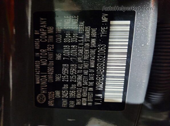 KM8HB3AB8SU321063 2025 HYUNDAI KONA Gray Widok komory silnika