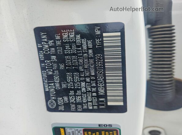 KM8HB3ABXSU199239 2025 HYUNDAI KONA White Вид підкапотного простору