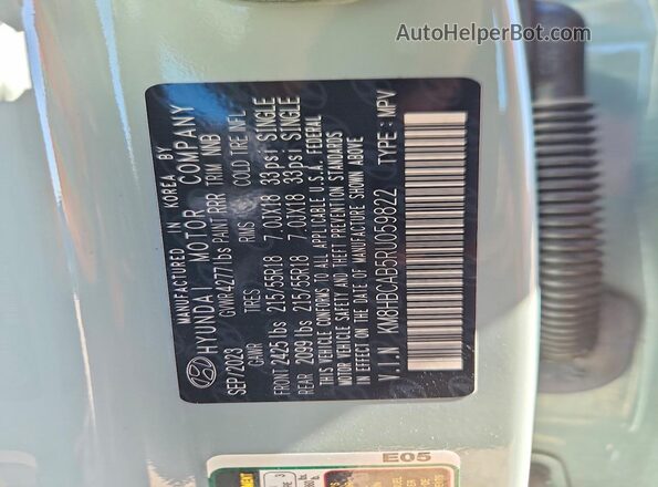 KM8HBCAB5RU059822 2024 HYUNDAI KONA Green Widok naklejki z numerem VIN