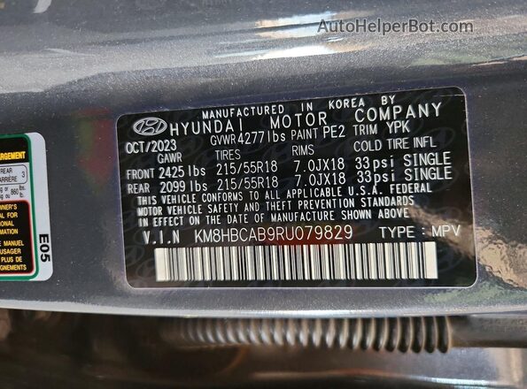 KM8HBCAB9RU079829 2024 HYUNDAI KONA Charcoal ძრავის განყოფილების ხედი