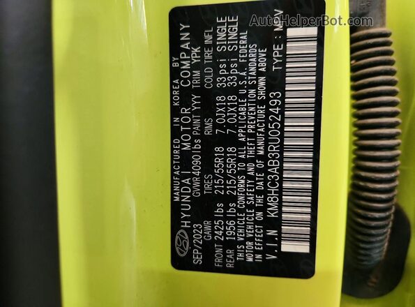 KM8HC3AB3RU052493 2024 HYUNDAI KONA Зеленый Вид наклейки с VIN-кодом