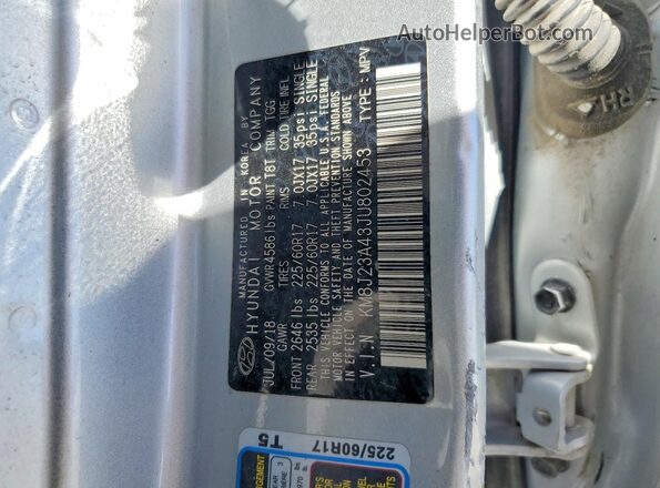 KM8J23A43JU802453 2018 HYUNDAI TUCSON Серебряный Вид подкапотного пространства