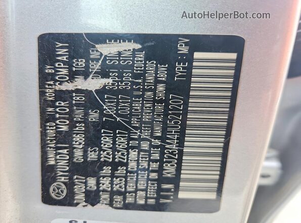 KM8J23A44HU521207 2017 HYUNDAI TUCSON Серебряный Вид подкапотного пространства