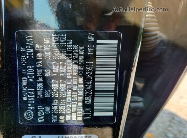 KM8J23A44JU635911 2018 HYUNDAI TUCSON Black Vista del compartimento del motor