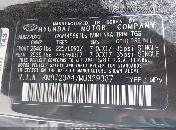 KM8J23A47MU329337 2021 HYUNDAI TUCSON Black Widok komory silnika