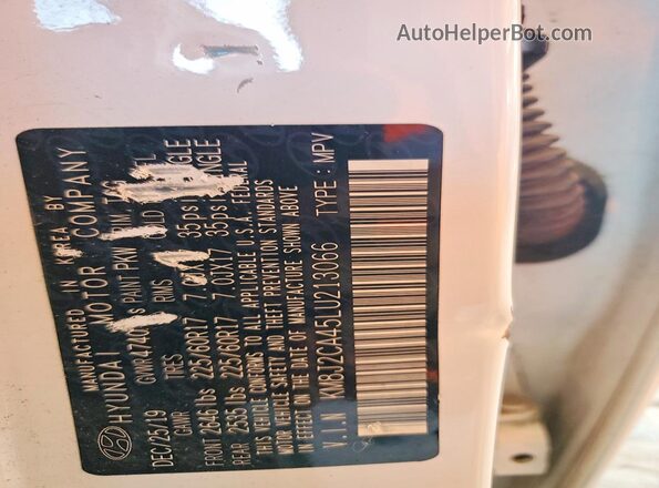 KM8J2CA45LU213066 2020 HYUNDAI TUCSON White Շարժիչի բաժամունքի տեսք