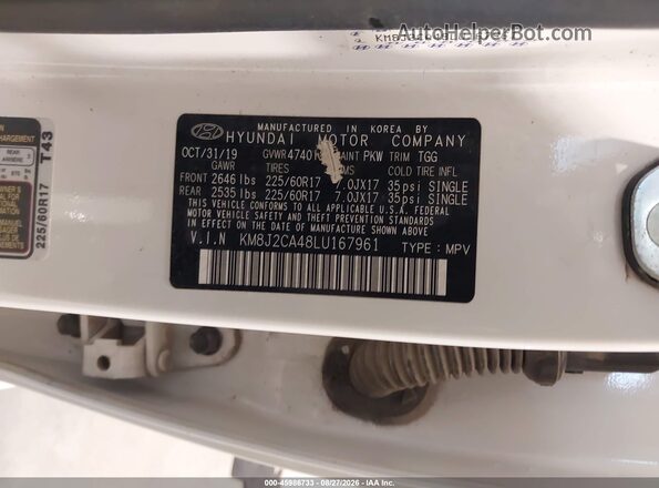KM8J2CA48LU167961 2020 HYUNDAI TUCSON White Vista del compartimento del motor