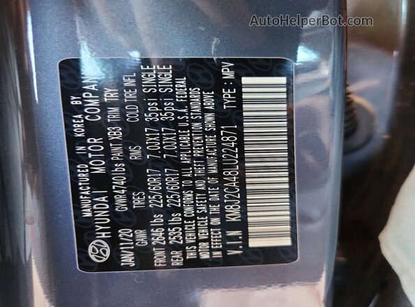 KM8J2CA48LU224871 2020 HYUNDAI TUCSON Charcoal VIN sticker view
