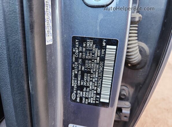 KM8J33A21JU794591 2018 HYUNDAI TUCSON Gray Սալոնի 360 աստիճան տեսք
