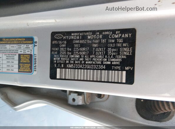 KM8J33A22GU232384 2016 HYUNDAI TUCSON Silver Շարժիչի բաժամունքի տեսք