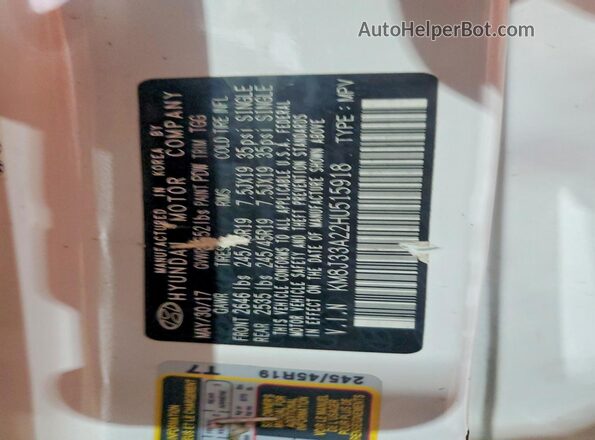 KM8J33A22HU515918 2017 HYUNDAI TUCSON White Vista del compartimento del motor