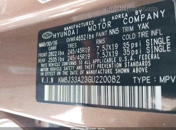 KM8J33A23GU220082 2016 HYUNDAI TUCSON Brown Engine compartment view