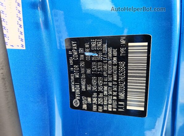 KM8J33A27HU526848 2017 HYUNDAI TUCSON Blue Շարժիչի բաժամունքի տեսք