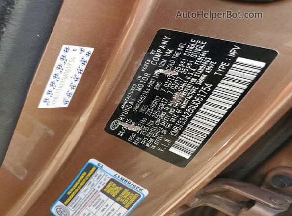 KM8J33A28GU061754 2016 HYUNDAI TUCSON Brown VIN կոդի պիտակի տեսք