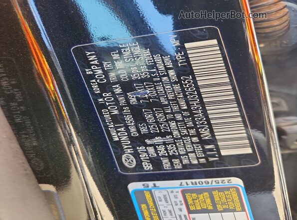 KM8J33A43HU326552 2017 HYUNDAI TUCSON Черный Вид наклейки с VIN-кодом