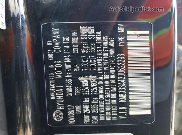 KM8J33A43JU623293 2018 HYUNDAI TUCSON Black Vista del compartimento del motor