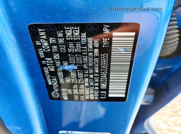 KM8J33A46JU699655 2018 HYUNDAI TUCSON Синий Вид наклейки с VIN-кодом