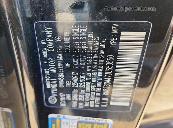 KM8J33A47JU653560 2018 HYUNDAI TUCSON Black Vista de la etiqueta del VIN