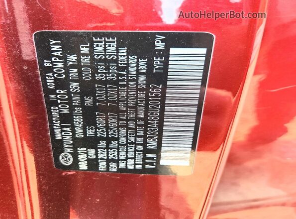 KM8J33A48GU201562 2016 HYUNDAI TUCSON Burgundy Widok wnętrza 360 stopni