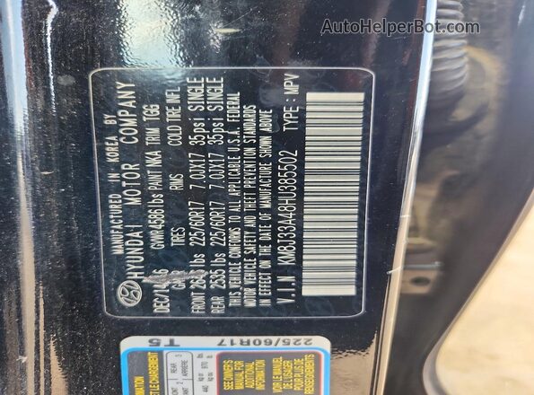 KM8J33A48HU385502 2017 HYUNDAI TUCSON Black Vista interior de 360 grados