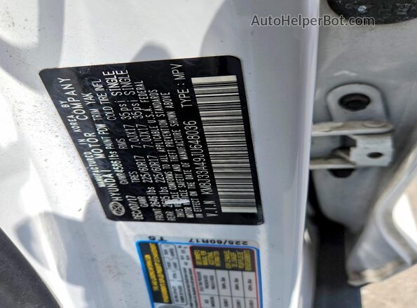 KM8J33A49JU648036 2018 HYUNDAI TUCSON Белый Вид наклейки с VIN-кодом