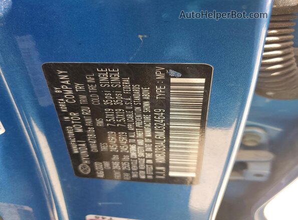 KM8J33AL6MU324649 2021 HYUNDAI TUCSON Blue Вид наклейки з VIN-кодом