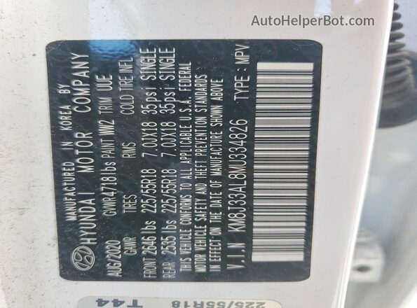 KM8J33AL8MU334826 2021 HYUNDAI TUCSON White Engine compartment view