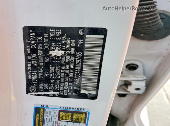 KM8J3CA44HU297465 2017 HYUNDAI TUCSON White Widok naklejki z numerem VIN