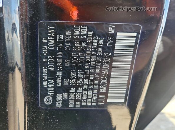 KM8J3CA45MU368232 2021 HYUNDAI TUCSON Черный Вид наклейки с VIN-кодом