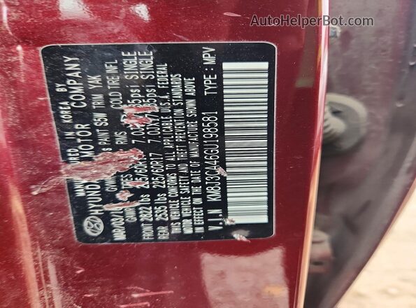 KM8J3CA46GU198581 2016 HYUNDAI TUCSON Maroon VIN sticker view