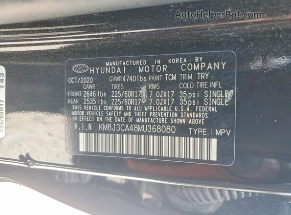 KM8J3CA48MU368080 2021 HYUNDAI TUCSON Black Vista de la etiqueta del VIN