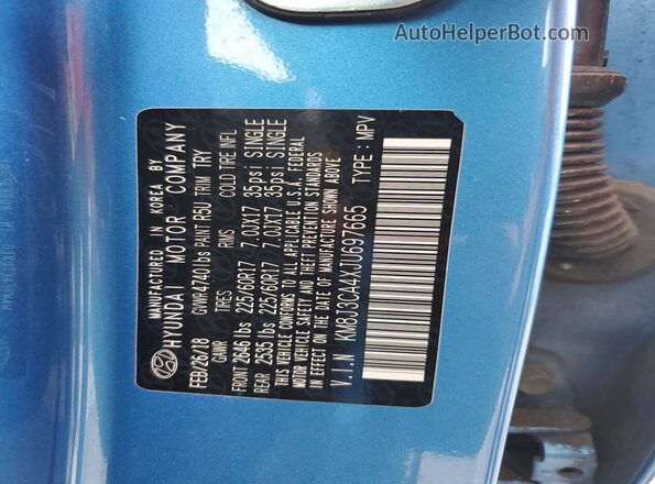 KM8J3CA4XJU697665 2018 HYUNDAI TUCSON Blue 