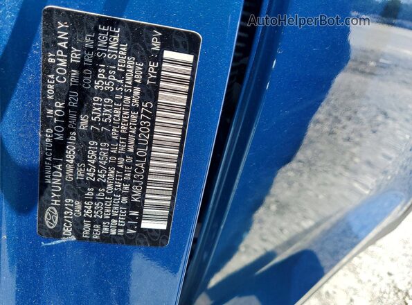 KM8J3CAL0LU203775 2020 HYUNDAI TUCSON Blue სალონის 360-გრადუსიანი ხედი