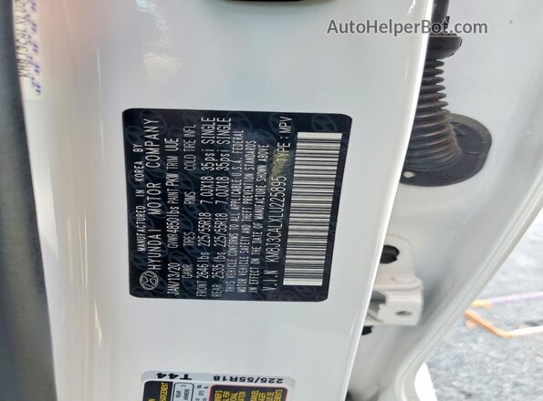 KM8J3CALXLU225895 2020 HYUNDAI TUCSON White Widok naklejki z numerem VIN