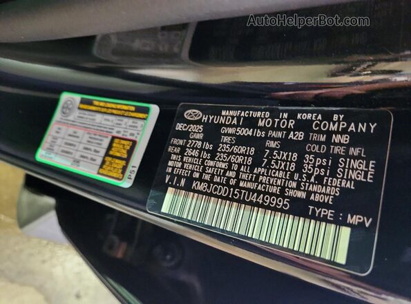 KM8JCDD15TU449995 2026 HYUNDAI TUCSON Black Vista interior de 360 grados