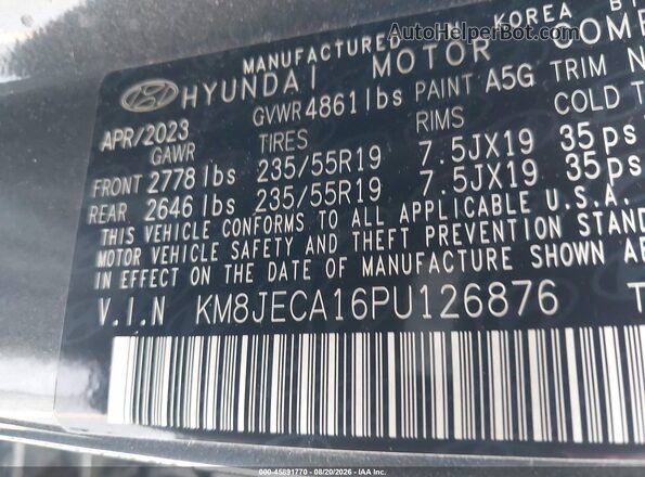 KM8JECA16PU126876 2023 HYUNDAI TUCSON HYBRID Gray ძრავის განყოფილების ხედი