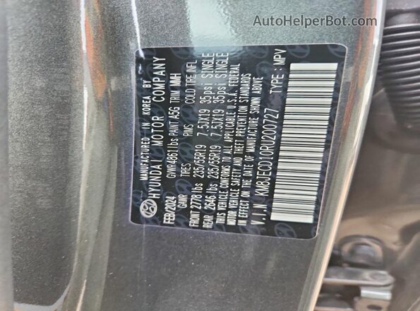 KM8JECD10RU200727 2024 HYUNDAI TUCSON Gray Widok naklejki z numerem VIN
