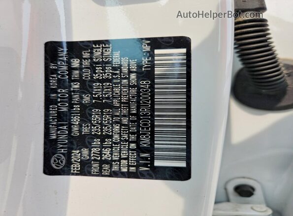 KM8JECD13RU200348 2024 HYUNDAI TUCSON Белый Панорамный вид салона 360°