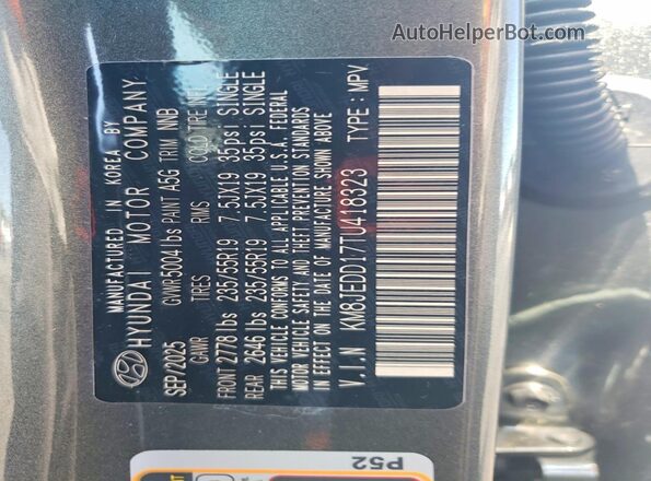 KM8JEDD17TU418323 2026 HYUNDAI TUCSON Green Вид наклейки з VIN-кодом
