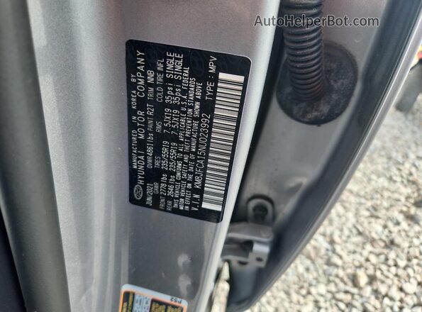 KM8JFCA15NU023992 2022 HYUNDAI TUCSON Silver Vista de la etiqueta del VIN