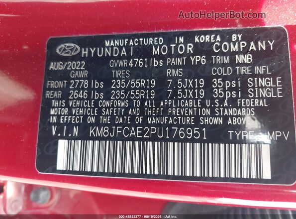 KM8JFCAE2PU176951 2023 HYUNDAI TUCSON Красный Вид подкапотного пространства
