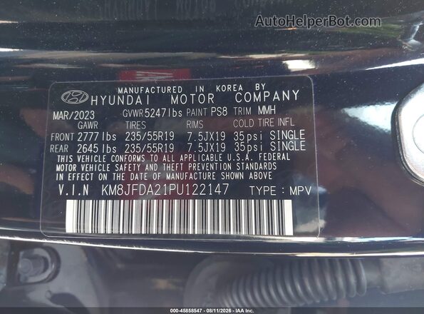 KM8JFDA21PU122147 2023 HYUNDAI TUCSON PLUG-IN HYBRID Dark Blue Engine compartment view