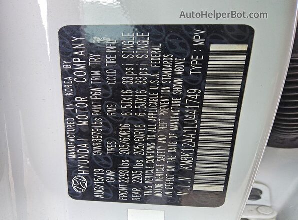 KM8K12AA1LU441749 2020 HYUNDAI KONA White Engine compartment view