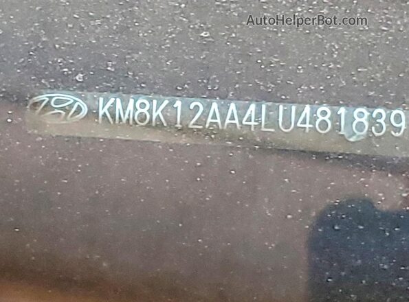KM8K12AA4LU481839 2020 HYUNDAI KONA Black Engine compartment view