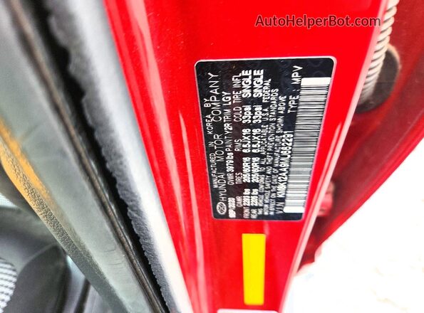 KM8K12AA9MU662291 2021 HYUNDAI KONA Red Widok naklejki z numerem VIN